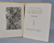 GONZALEZ, Joaquin V. LA SELVA DE LOS REPTILES. 1 Vol. y 2 sobres: Pruebas Tipográicas/Maquette. 3 piezas.