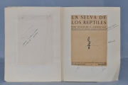 GONZALEZ, Joaquin V. LA SELVA DE LOS REPTILES. 1 Vol. y 2 sobres: Pruebas Tipográicas/Maquette. 3 piezas.
