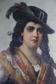 JULES SALLES-WAGNER, Bigolanta di Venezia, óleo. Mide: 122 x 89 cm.