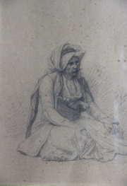 Dibujo de Árabe, 'Arnaute' por J.L. Gerome. Mide: 25 x 18,5 cm.