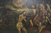 Anónimo, El Bautismo de Cristo, óleo escuela española de 133 x 214 cm.