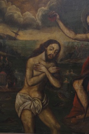 Anónimo, El Bautismo de Cristo, óleo escuela española de 133 x 214 cm.