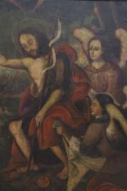 Anónimo, El Bautismo de Cristo, óleo escuela española de 133 x 214 cm.