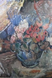 Elsa Klappenbach. Flores, óleo. Mide: 72 x 72 cm.