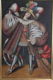 Angel Arcabucero, óleo escuela norteña, circa 1900. Mide: 107 x 76 cm.