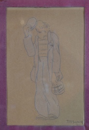 Linyera, dibujo de Tito Saubidet. Mide: 20 x 13 cm.