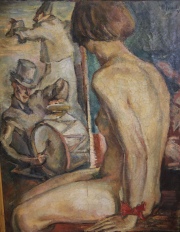 Petre Iorgulescu-Yor: El Moño en la muñeca, Desnudo, óleo sobre tela. 81 x 65 cm. Restauros.