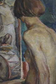 Petre Iorgulescu-Yor: El Moño en la muñeca, Desnudo, óleo sobre tela. 81 x 65 cm. Restauros.