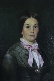 G. Perez. Joven con moño rosa, óleo. Sin enmarcar. Mide: 60 x 50 cm.