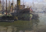 Oscar Vaz,, Barcos, óleo firmado. Mide: 32 x 45 cm.