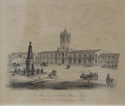 Tres grabados de Buenos Aires. 1842. Miden: 11 x 13 cm.