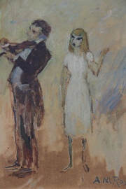 A.M. Rossi, Concierto de Violin, técnica mixta. Mide: 25 x 18 cm.