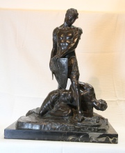 El vencedor. Escultura de bronce firmada P. Buigues. Alto: 47 cm.