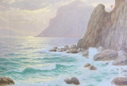 Acantilado de Capri, óleo. Mide: 54,5 x 68,5 cm.