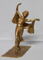 Bailarina, escultura de bronce dorado, Austríaca. Alto 25 cm.