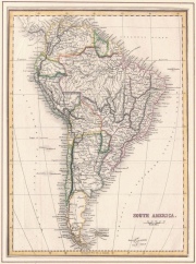 Tres grabados: Mapas de Sudamerica, enmarcados.