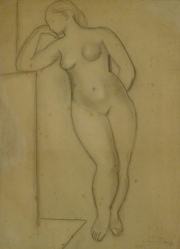 Silvina Ocampo. DESNUDO FEMENINO, dibujo al lápiz y carbonilla firmado Silvina Ocampo abajo a la derecha. Mide: 62 x 47