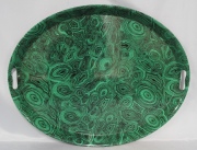 FORNASETTI, Piero: gran bandeja oval verde. Mide: 70 x 55 cm.