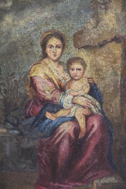 Mosaico italiano. Virgen con Niño. Mide: 29 x 20 cm.