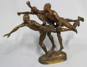 Au But, escultura de bronce por Alfred Boucher. Atletas. Alto: 30 cm. Frente: 40 cm.