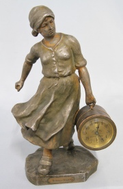 Niña con Reloj, petit bronce. 'Buenos Días'. Alto: 28 cm.