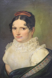 Dama retrato, Epoca Biedermeier, óleo. Mide: 105 x 90 cm.